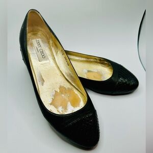 Jimmy Choo Black Flats with Gold Interior